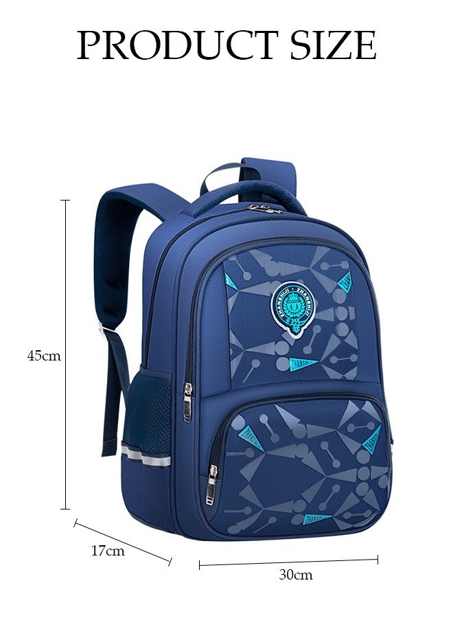 Kids School Backpack, Large Capacity Backpack for Boys, Lightweight Schoolbag for Teen Boys Bookbag with Compartments Reflective Strip, Watrer Resistant Bookbag for Elementary Primary School
