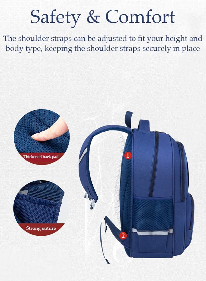 Kids School Backpack, Large Capacity Backpack for Boys, Lightweight Schoolbag for Teen Boys Bookbag with Compartments Reflective Strip, Watrer Resistant Bookbag for Elementary Primary School
