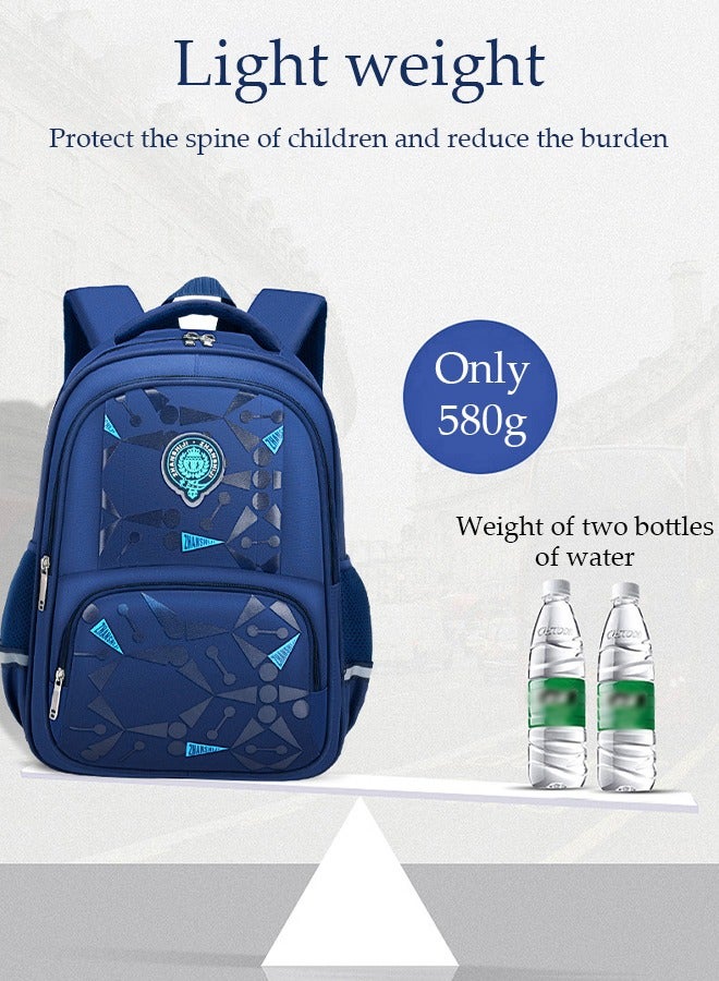 Kids School Backpack, Large Capacity Backpack for Boys, Lightweight Schoolbag for Teen Boys Bookbag with Compartments Reflective Strip, Watrer Resistant Bookbag for Elementary Primary School