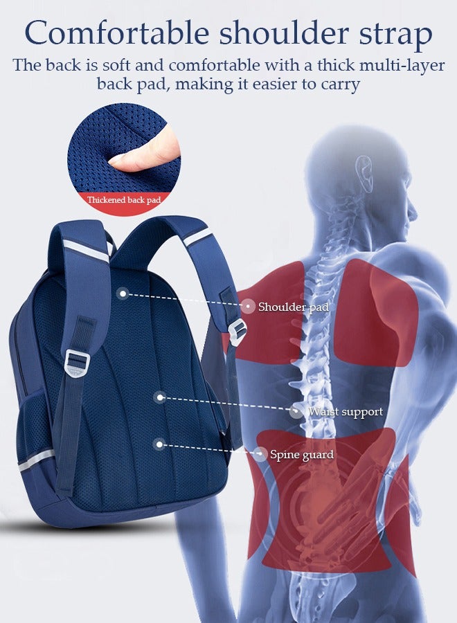 Kids School Backpack, Large Capacity Backpack for Boys, Lightweight Schoolbag for Teen Boys Bookbag with Compartments Reflective Strip, Watrer Resistant Bookbag for Elementary Primary School