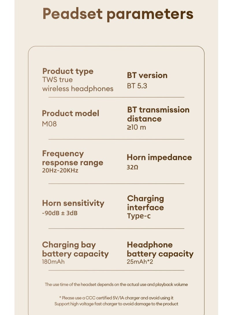 Miniso M08 Wireless Bluetooth Headphones-Beige