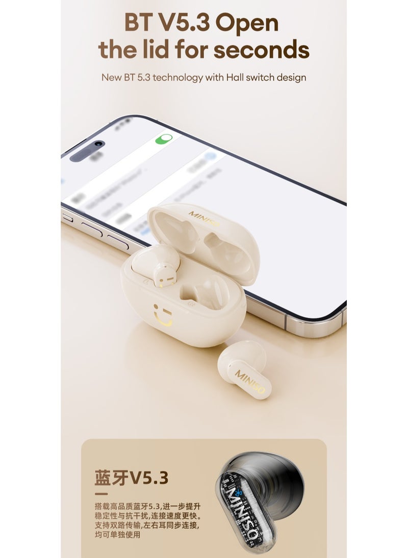 Miniso M08 Wireless Bluetooth Headphones-Beige