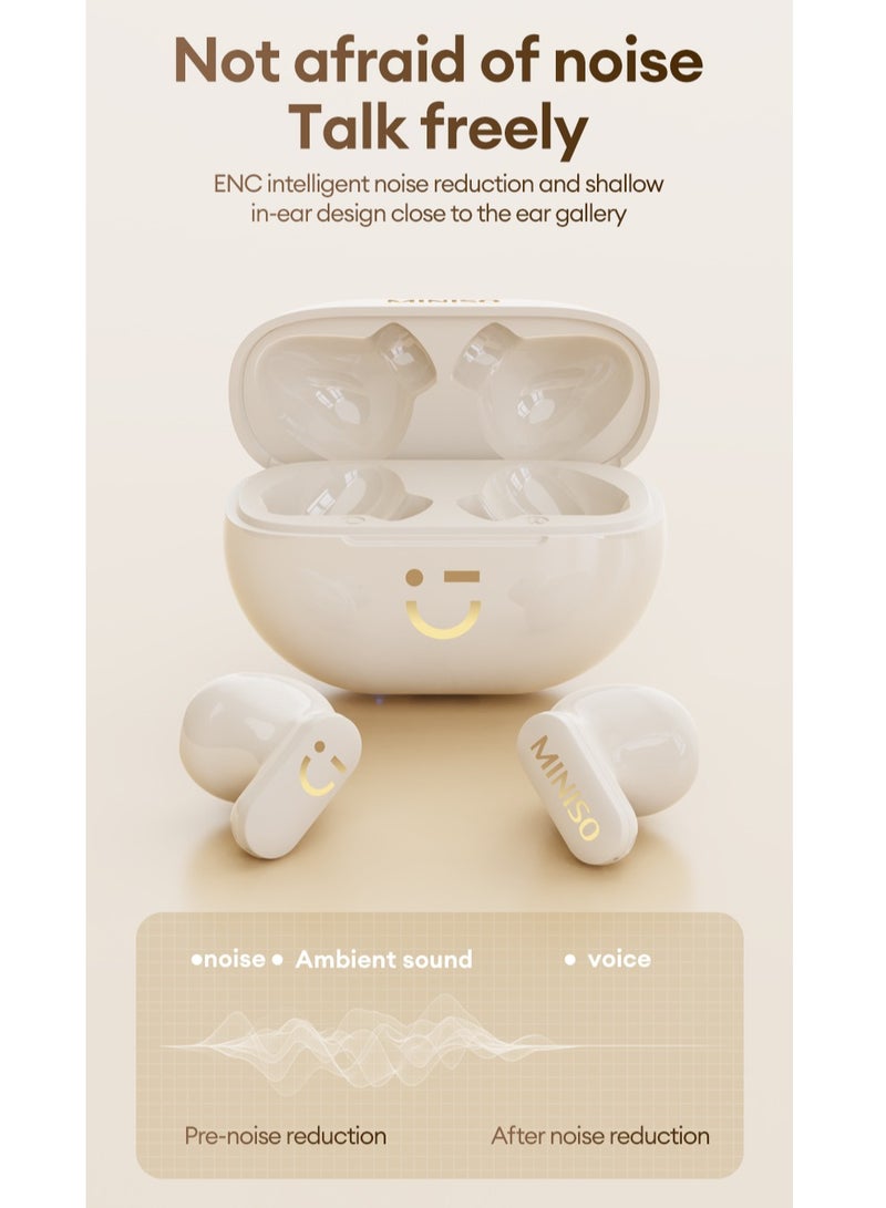 Miniso M08 Wireless Bluetooth Headphones-Beige