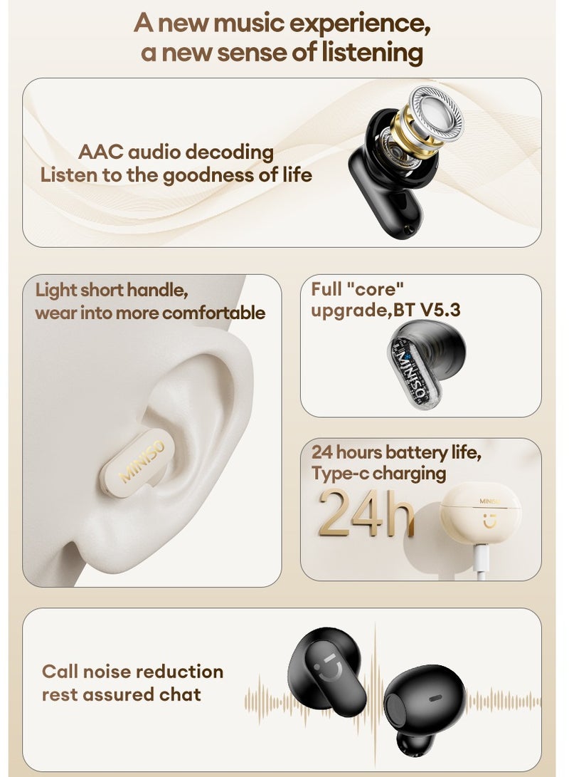 Miniso M08 Wireless Bluetooth Headphones-Beige