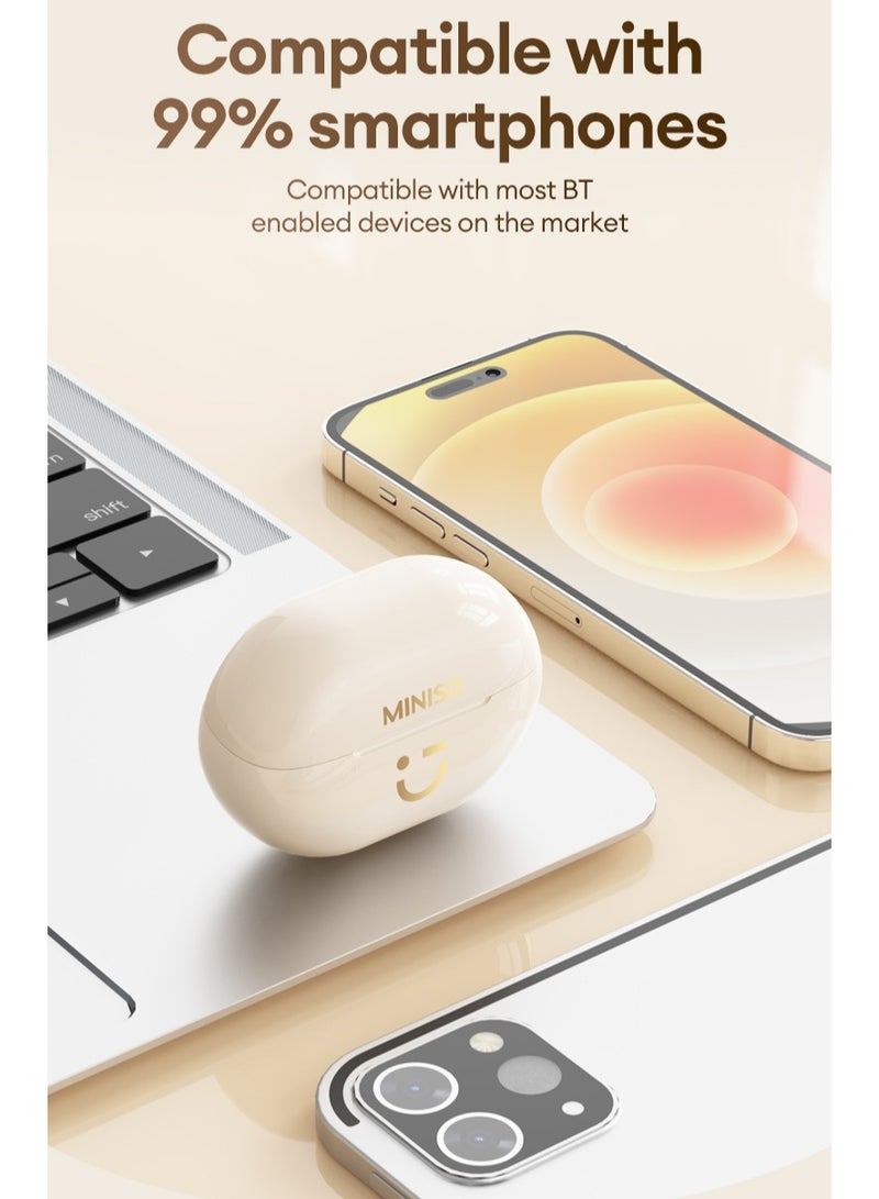 Miniso M08 Wireless Bluetooth Headphones-Beige