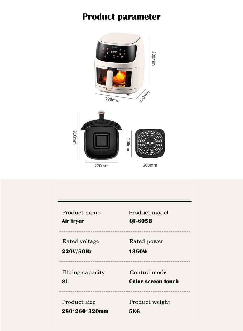 Air Fryers 6L Large Capacity Multi-Function Household Visible Circulating Hot Air Intelligent Touch Screen