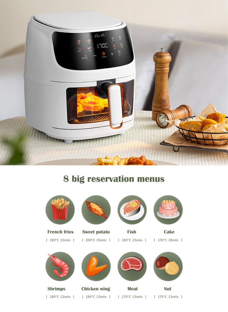 Air Fryers 6L Large Capacity Multi-Function Household Visible Circulating Hot Air Intelligent Touch Screen