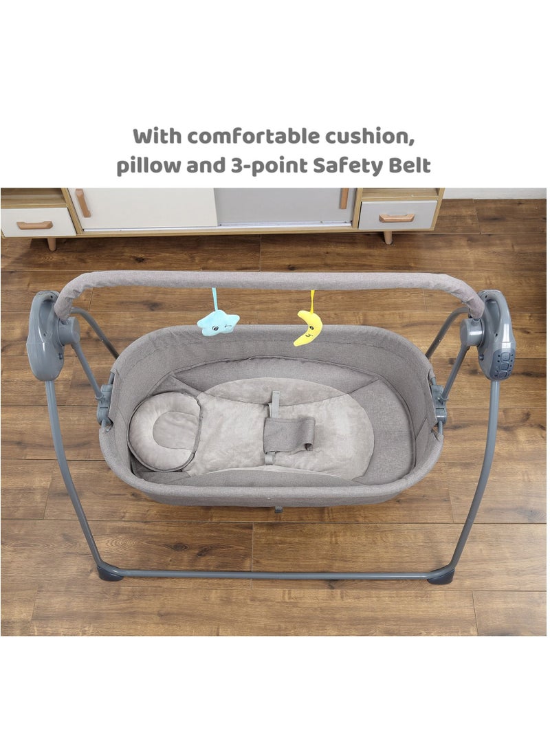 Automatic Electric Baby Swing Cradle and Rocking Bouncer Bed Crib with Adjustable Speed, Bluetooth Music, Pillow and Pad