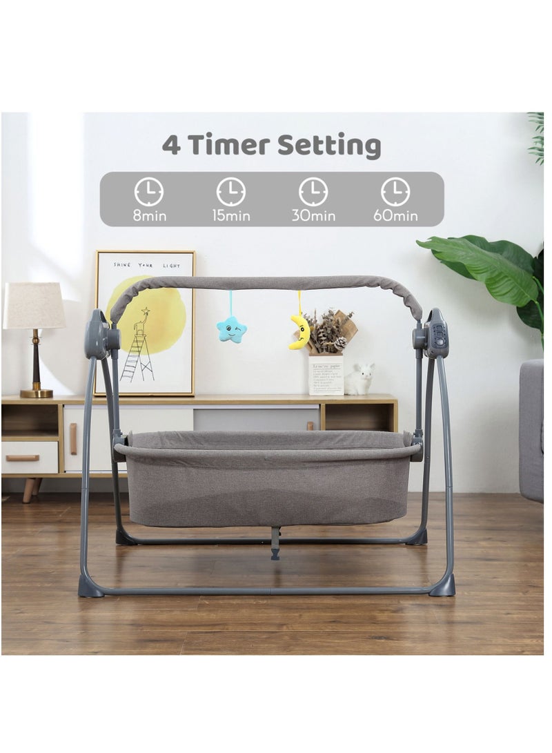 Automatic Electric Baby Swing Cradle and Rocking Bouncer Bed Crib with Adjustable Speed, Bluetooth Music, Pillow and Pad