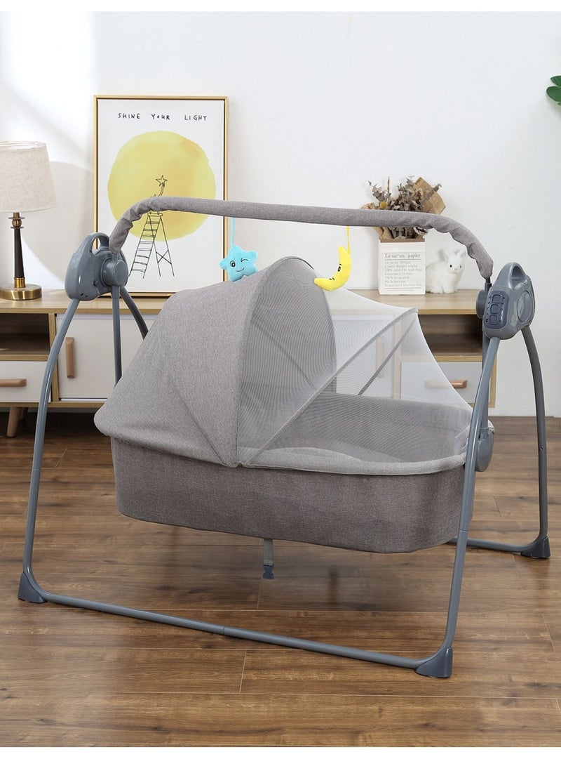Automatic Electric Baby Swing Cradle and Rocking Bouncer Bed Crib with Adjustable Speed, Bluetooth Music, Pillow and Pad