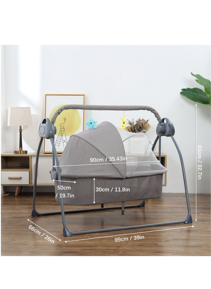 Automatic Electric Baby Swing Cradle and Rocking Bouncer Bed Crib with Adjustable Speed, Bluetooth Music, Pillow and Pad