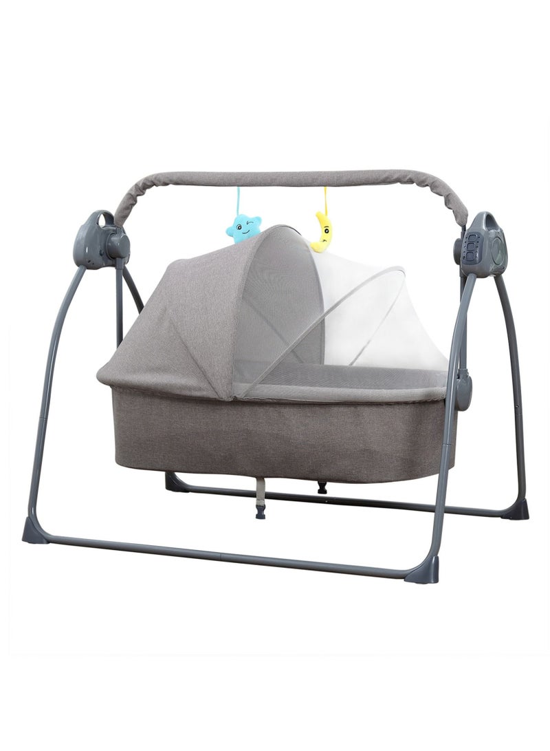 Automatic Electric Baby Swing Cradle and Rocking Bouncer Bed Crib with Adjustable Speed, Bluetooth Music, Pillow and Pad