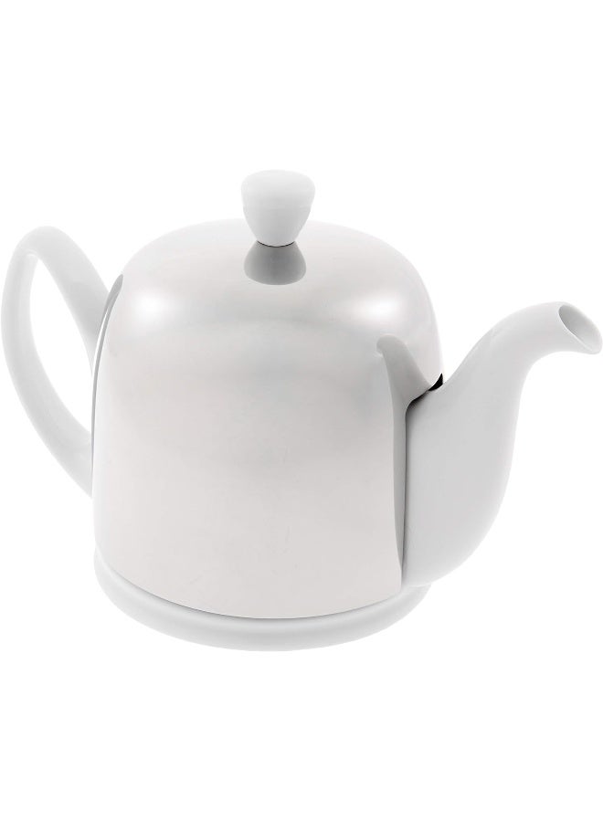 Guy Degrenne Stainless Steel/Porcelain Teapot For Cups White Pour 4 Tasses