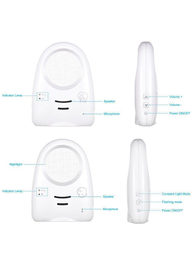 Portable 2.4GHz Wireless Digital Audio Baby Monitor One-Way Talk Crystal Clear Baby Cry Detector Sensitive Transmission