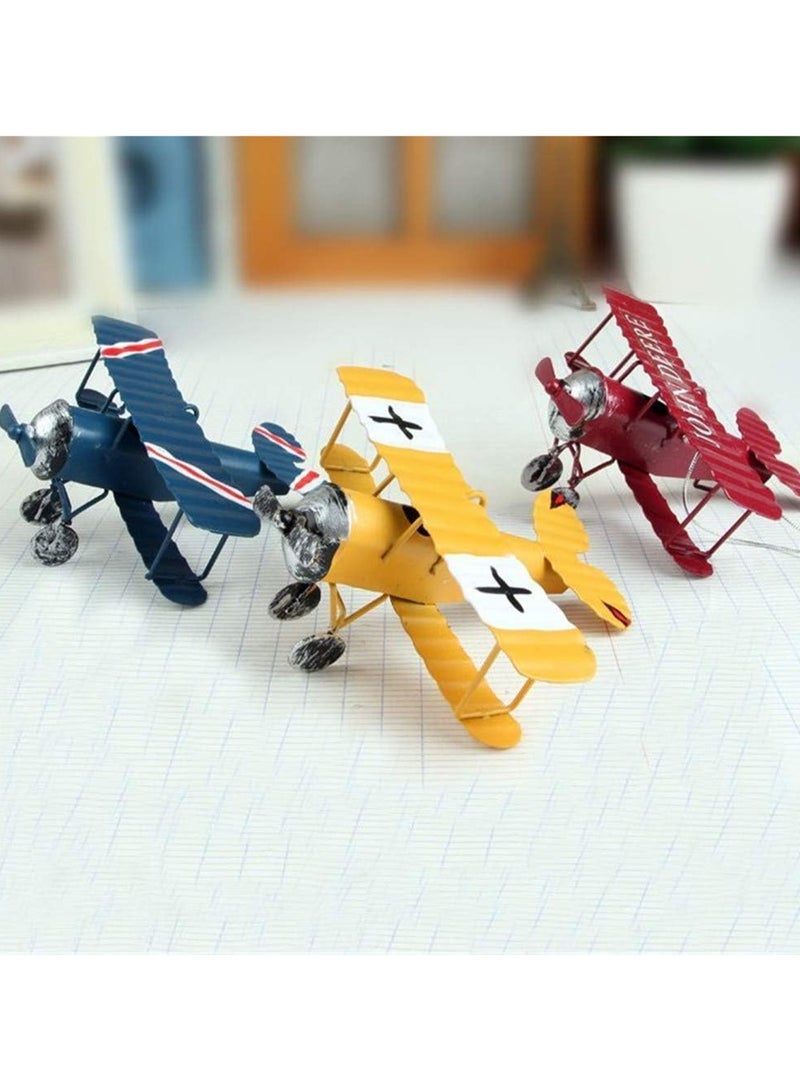 3-Pack Vintage Metal Airplane Models - Retro Airplane Glider Biplane - Desktop Ornaments, Children's Birthday Gifts