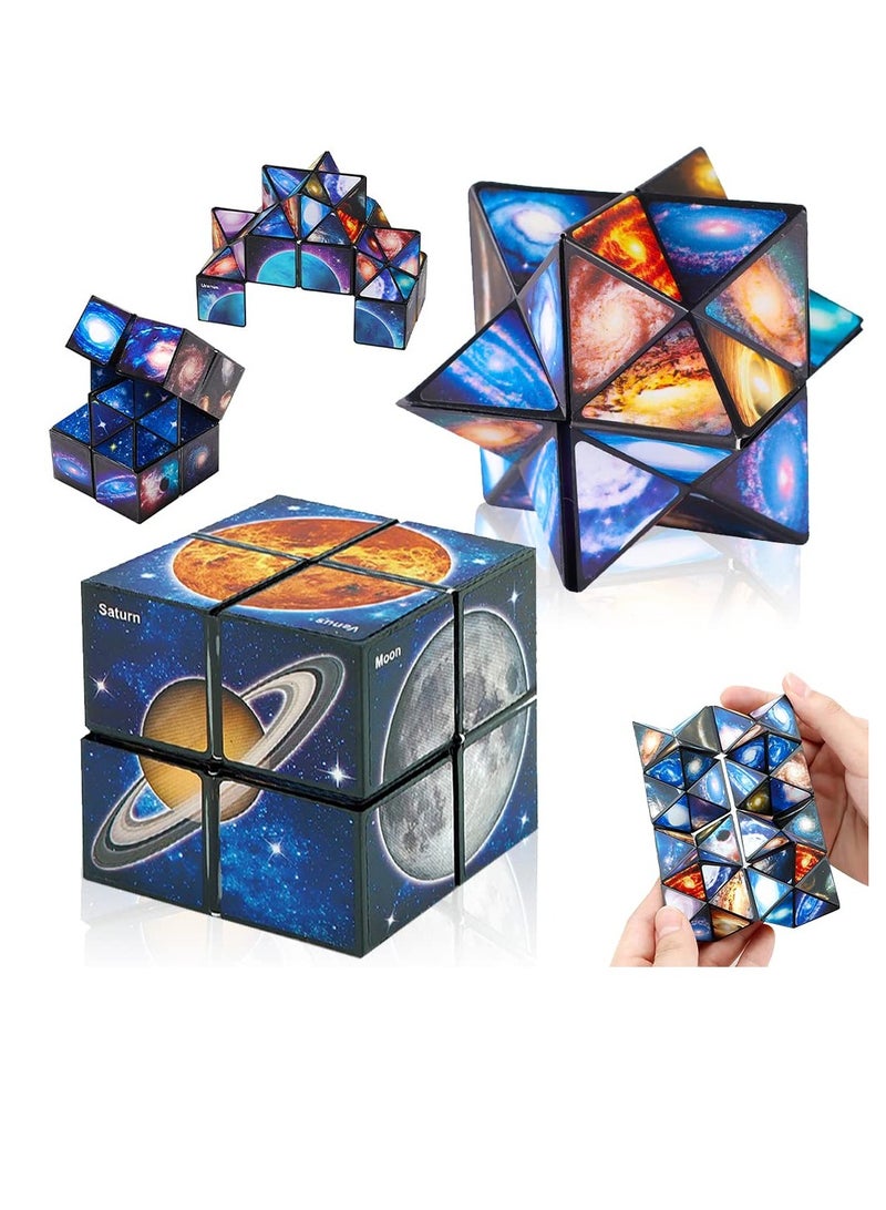 Magic Cube, Infinity Rubix Cube 2 in 1 Magic Star Cube Shape Shifting Cube Fidget Toy for Kid and Adults