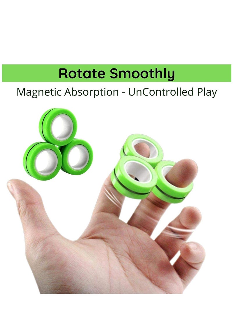 Fingears Magnetic Rings Fidget Spinner Toy Stress, Anxiety Relief Magnetic Spinner Ring - Green 3pcs