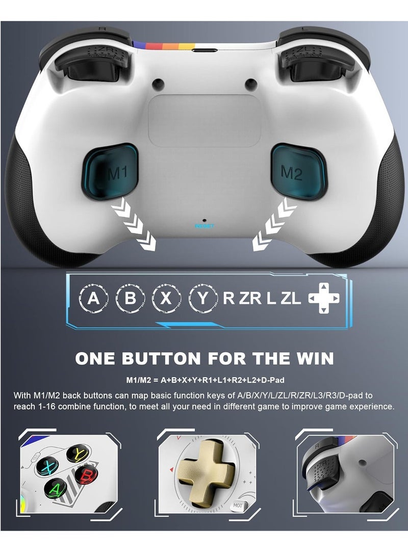 Mobile Gaming Controller for iPad/iPhone/Tablet, Cloud Controller Remote Joystick for iOS/Android, Wireless Switch Controller with Macro Buttons/Hall-Rocker/Hall-Trigger/Dual Vibration (Starry White)