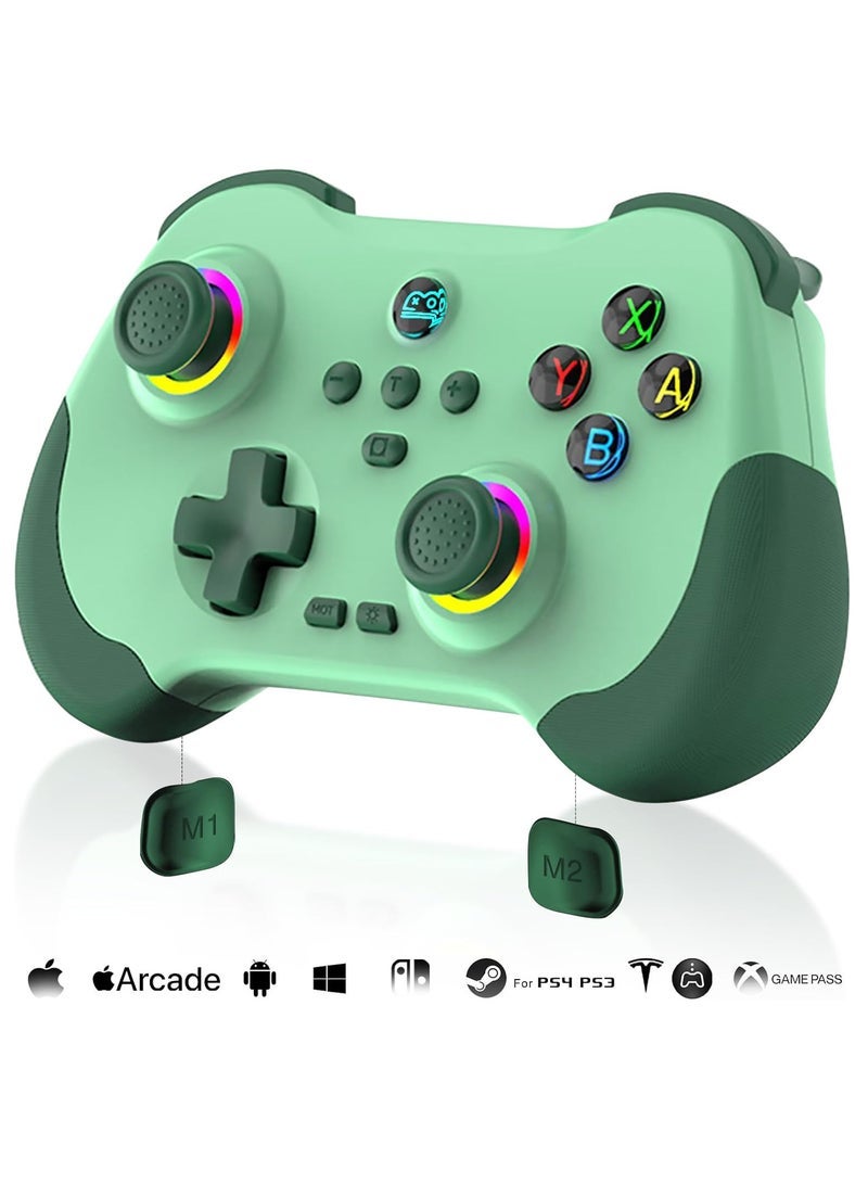 Mobile Gaming Controller for iPad/iPhone/Tablet, Cloud Controller Remote Joystick for iOS/Android, Wireless Switch Controller with Macro Buttons/Hall-Rocker/Hall-Trigger/Dual Vibration (Green)