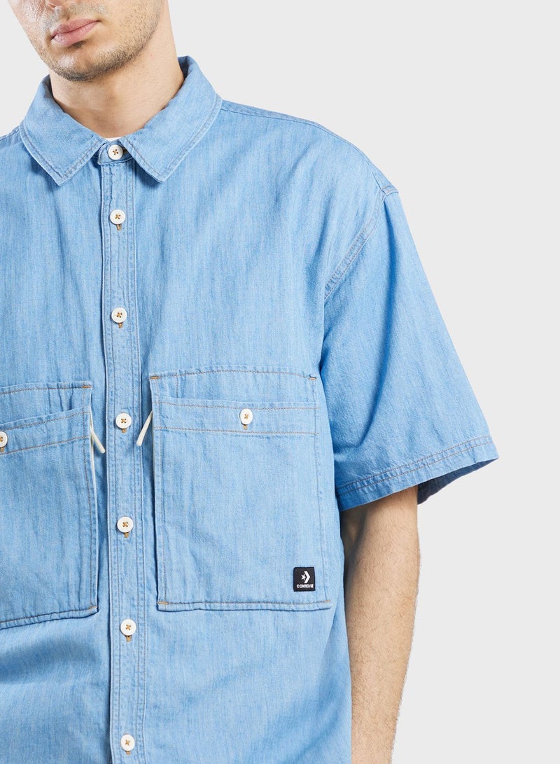 Denim Wordmark Utility Shirt