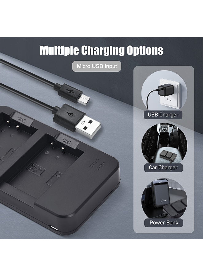 Camera LP-E17 Battery & Charger Kit with 2-slot Battery Charger + 2pcs LP-E17 Batteries 7.2V 1040mAh + USB Charging Cable