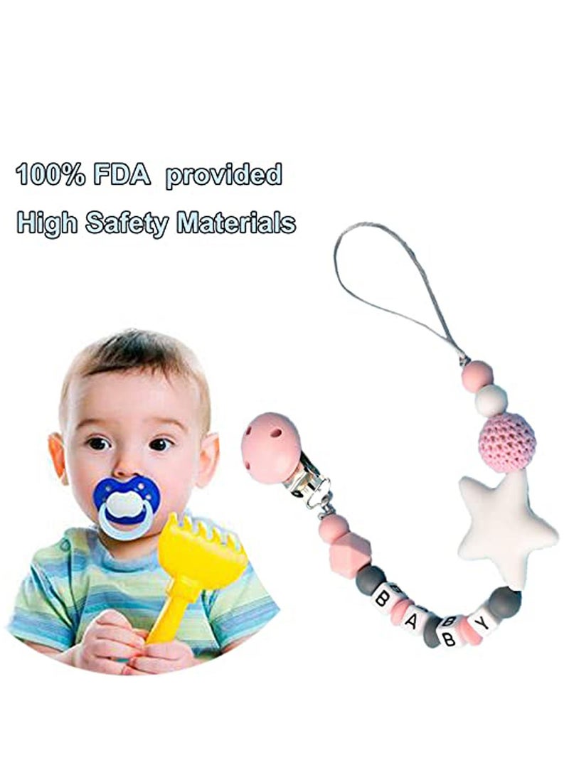 Silicone Pacifier Clip, Teether Holder Teething Beads Universal Fits All Baby Teething Toys for Boys and Girls