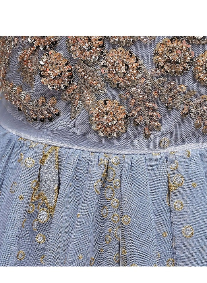 Elegant Girl Party Dress Sequin Embroidered Mesh Gorgeous Ball Evening Dress Formal Cocktail Girl Princess Dress