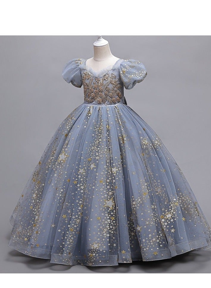 Elegant Girl Party Dress Sequin Embroidered Mesh Gorgeous Ball Evening Dress Formal Cocktail Girl Princess Dress