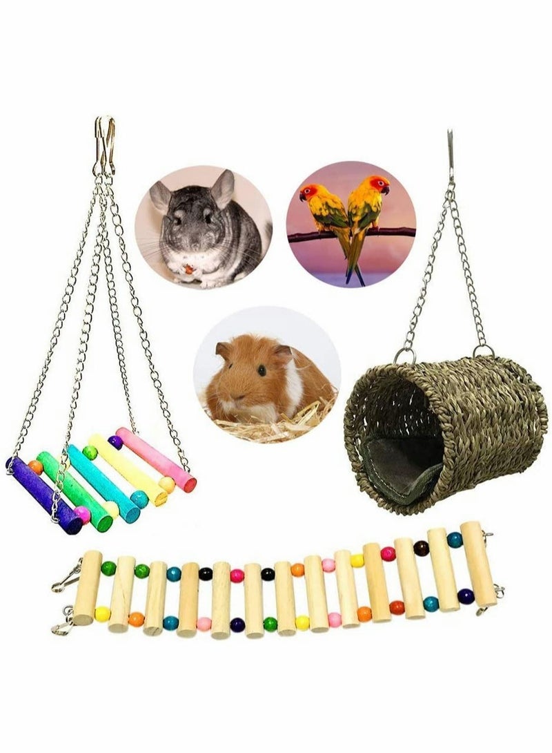 Pet Hammock Hamster Hanging Toy 3 Piece Set House Hanging Bed Cage Toys for Small Animal