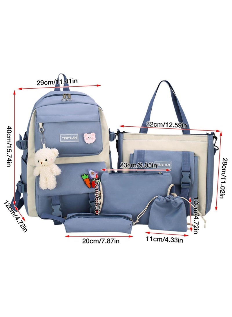 Kids Backpacks 5 pcs Backpack Set School Bag Kids' Book bag Casual pack Travel Backpack include Shoulder Bag Handbag Drawstring&Pencil Bag for Boys or Girls