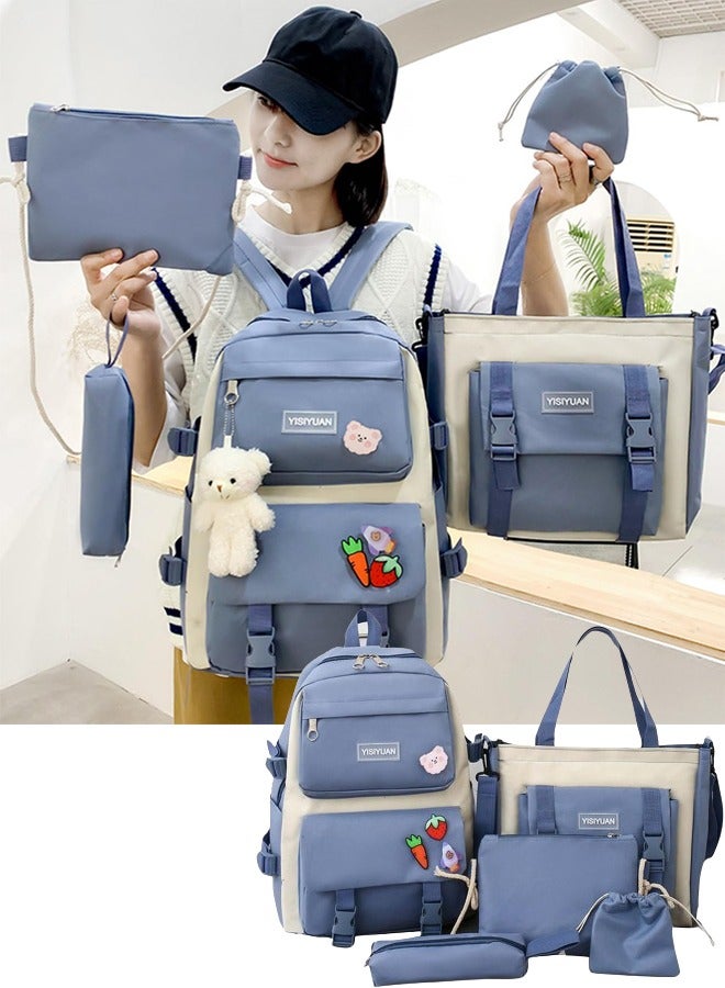 Kids Backpacks 5 pcs Backpack Set School Bag Kids' Book bag Casual pack Travel Backpack include Shoulder Bag Handbag Drawstring&Pencil Bag for Boys or Girls