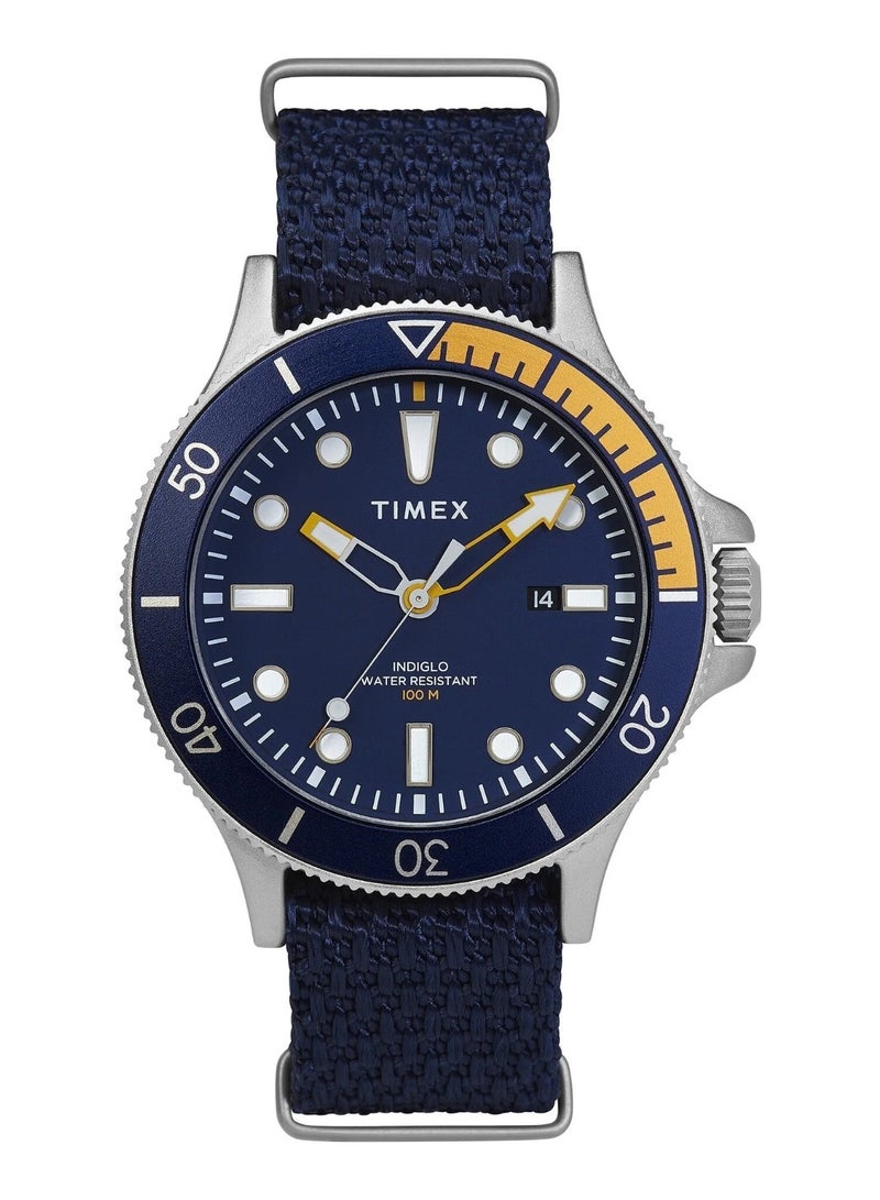 Timex Brass Analog Men's Watch With Blue Fabric Band TW2T30400