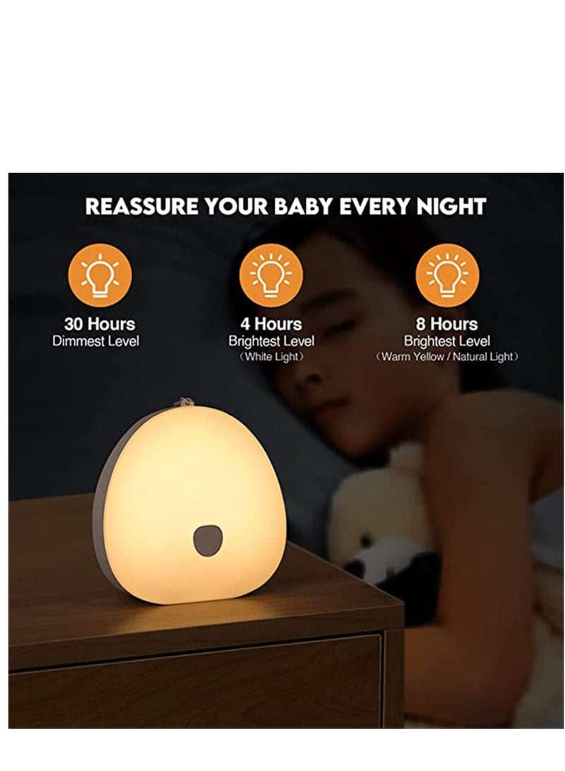 Kids Night Light, Usb Rechargeable Baby Nursery Lamp With Color Changing Touch Senor, Brightness Adjustable, Dimmable Eye Caring, Hangable, Bedside Table Lamp For Baby Kids Room Bedroom