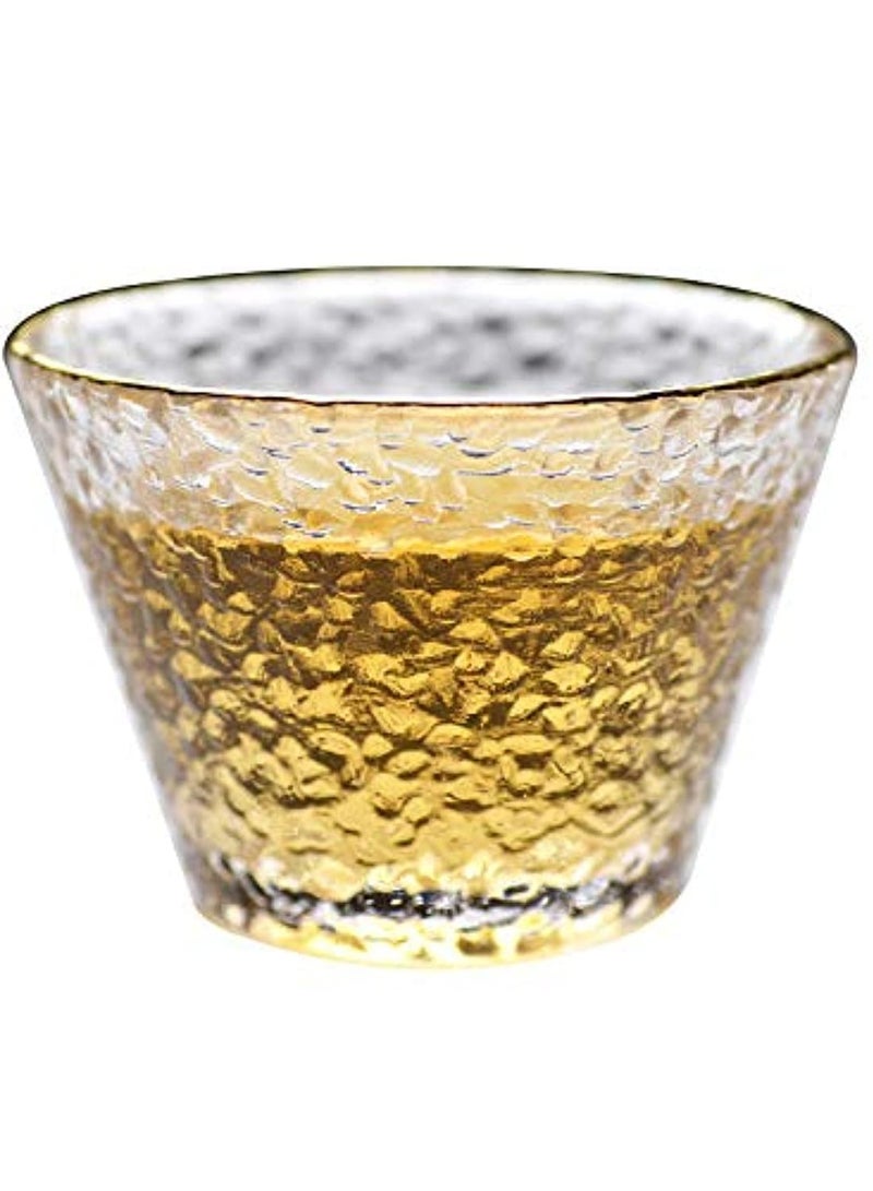 4 Pieces Of Glass Tea Bowl Elecdon Tea Cup Gold Rim Transparent Heat-Resistant Glass Special Drink Cup Coffee Cup