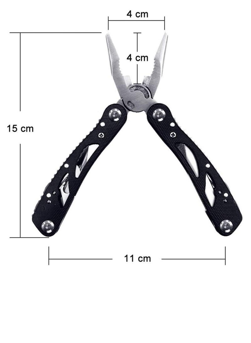 Multitool Pliers Foldable Pliers Tool Stainless Steel Multi-Purpose Outdoor Survival Kits with 11 Screwdriver Bits & Nylon Sheath Ideal Pocket Tool