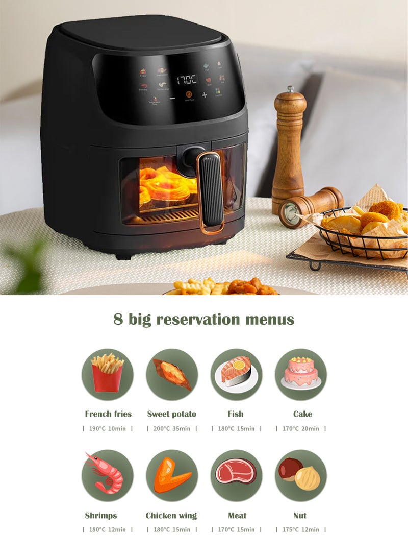 Air Fryers 6L Large Capacity Multi-Function Household Visible Circulating Hot Air Intelligent Touch Screen