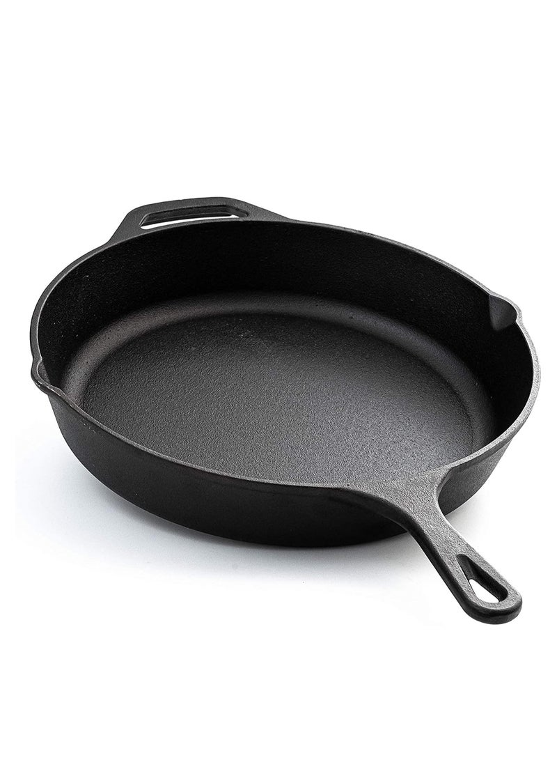 10.25 Inch Round Cast Iron Skillet Pre-Seasoned Skillet/Frying Pan - Black