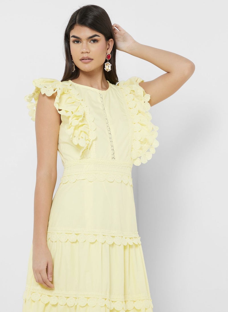 Dress With Tiered Lace Trim