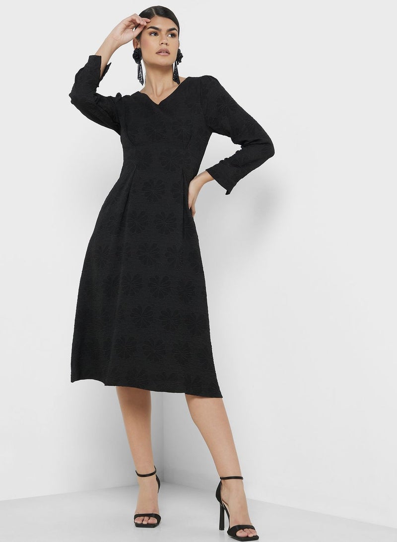 Puff Sleeve A-Line Dress