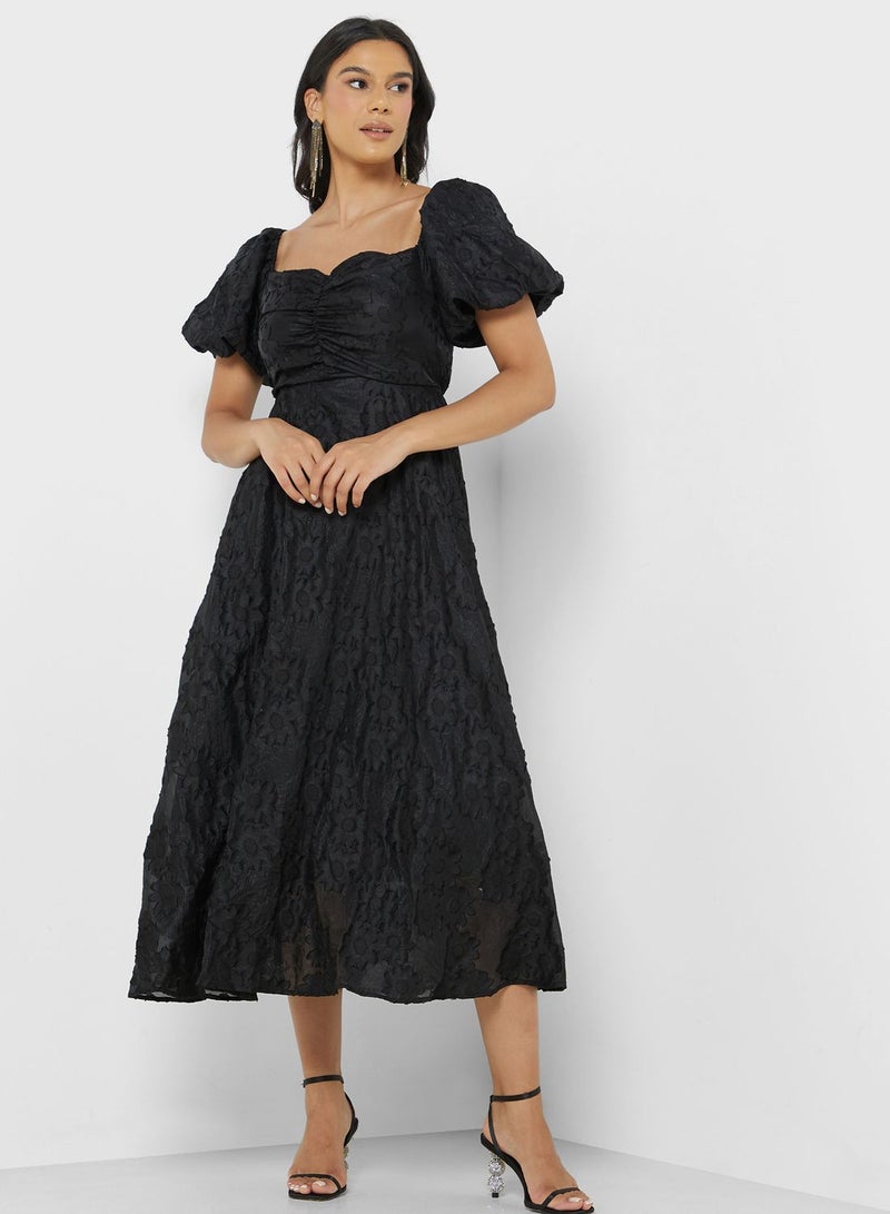 Off Shoulder Textured Dress