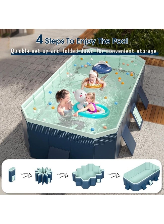 Folding Swimming Pool,Non-Inflatable Swimming Pool,Children Pool,Oversized Family Pool,Portable Swimming Pool,for Indoor, Outdoor,Garden,Summer Water Party 210 * 140 * 55cm