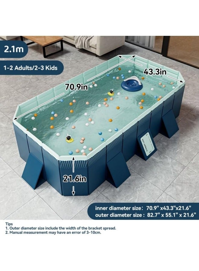 Folding Swimming Pool,Non-Inflatable Swimming Pool,Children Pool,Oversized Family Pool,Portable Swimming Pool,for Indoor, Outdoor,Garden,Summer Water Party 210 * 140 * 55cm