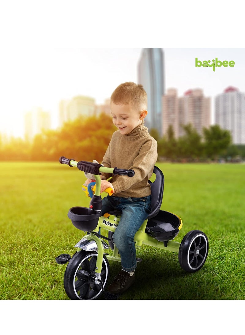 Baybee 2 In 1 Hero Baby Tricycle For Kids  Smart Plug And Play Kids Tricycle Cycle With Parental Push Handle & Storage Baskets Baby Tricycle Cycle For Kids 2 To 5 Years Boy Girl Green