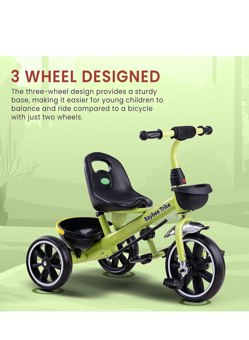 Baybee 2 In 1 Hero Baby Tricycle For Kids  Smart Plug And Play Kids Tricycle Cycle With Parental Push Handle & Storage Baskets Baby Tricycle Cycle For Kids 2 To 5 Years Boy Girl Green