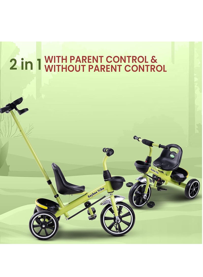 Baybee 2 In 1 Hero Baby Tricycle For Kids  Smart Plug And Play Kids Tricycle Cycle With Parental Push Handle & Storage Baskets Baby Tricycle Cycle For Kids 2 To 5 Years Boy Girl Green