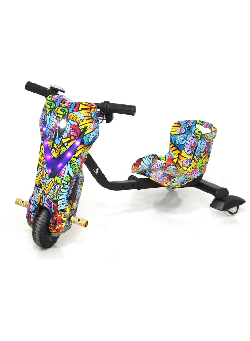 Drifting Electric Scooter for Kids & Adults - 350W Motor 36V Battery Bluetooth LED Headlights Safety Gear 6 inches Tires 10-25 km Range Small Grafiti