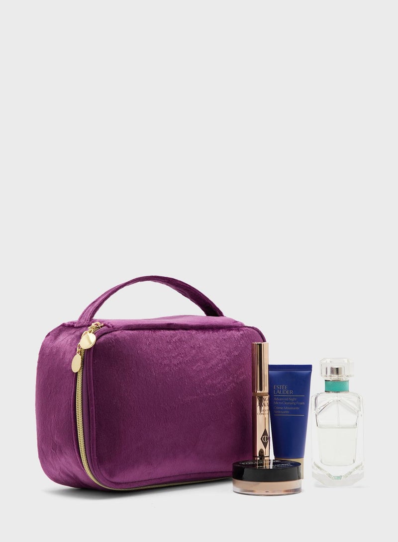 Velvet Top Handle Cosmetic Bag