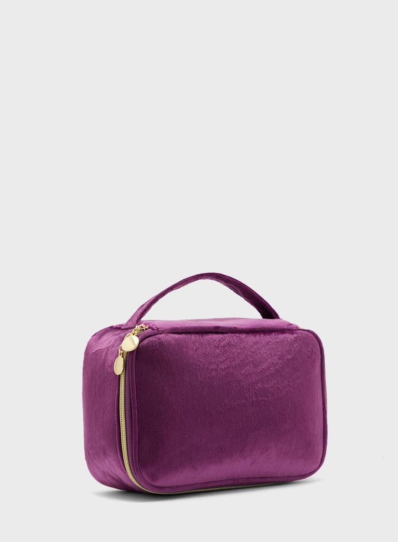 Velvet Top Handle Cosmetic Bag