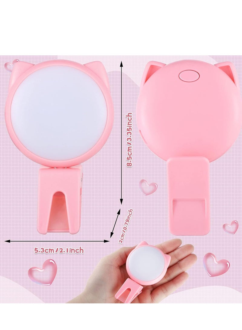 Selfie Ring Light Selfie Clip on Ring Light Mini Rechargeable 9 Level Adjustable Brightness Ring Light Portable Clip on Selfie Fill Light for Phone Laptop Video Photography Girl Makes up (Pink, Blue)