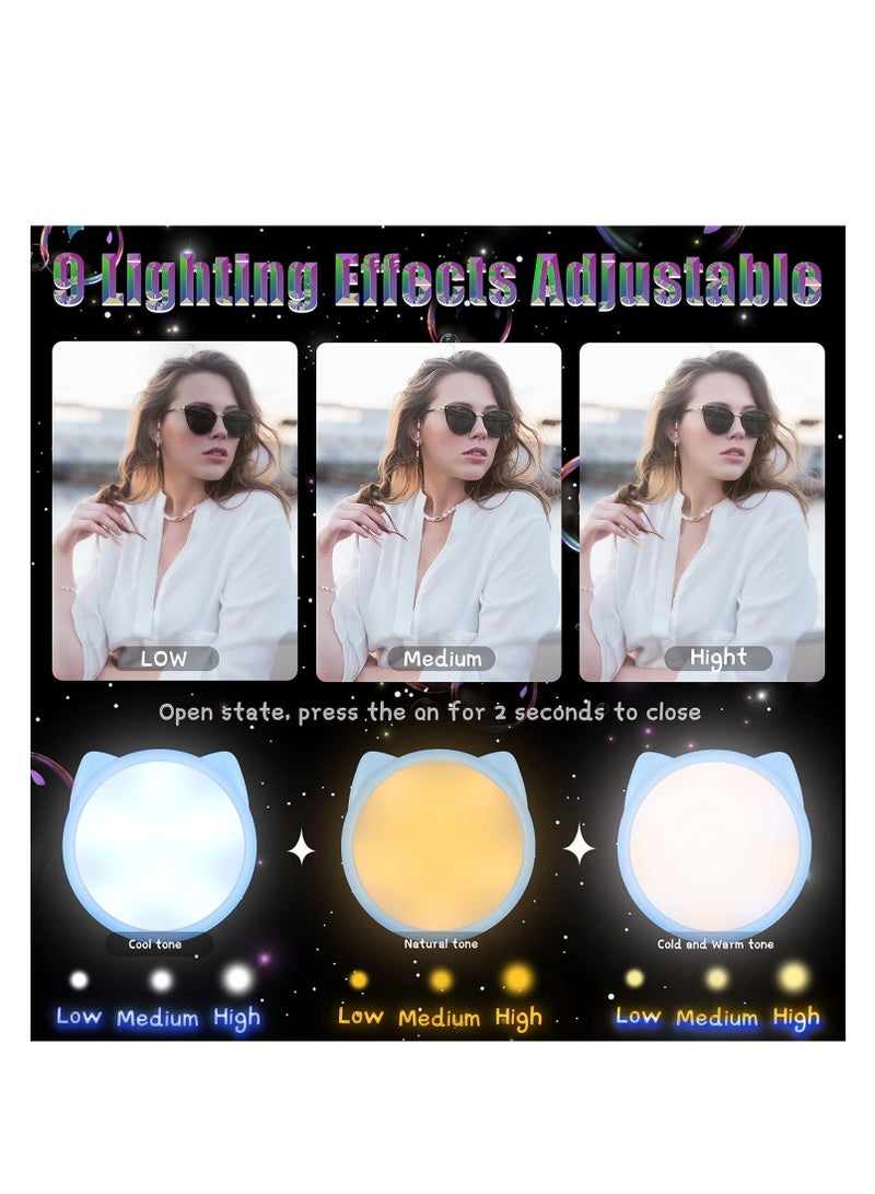 Selfie Ring Light Selfie Clip on Ring Light Mini Rechargeable 9 Level Adjustable Brightness Ring Light Portable Clip on Selfie Fill Light for Phone Laptop Video Photography Girl Makes up (Pink, Blue)